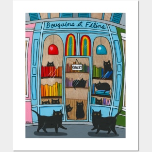 Bouquins et Felins Cat Bookstore Posters and Art